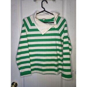J. Crew Striped Wide Button-Collar Pullover Sweatshirt